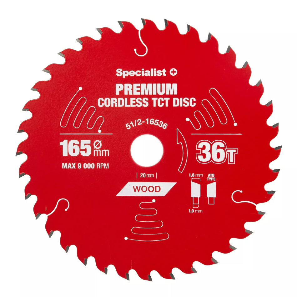 Pjovimo diskas 165x36Tx20mm, Cordless PREMIUM, SPECIALIST+