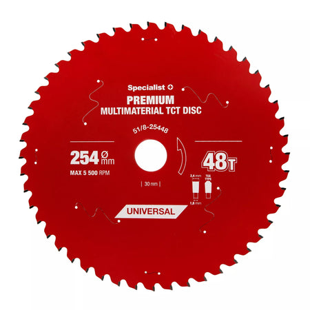Pjovimo diskas 254x48Tx30mm, Multimaterial PREMIUM, SPECIALIST+
