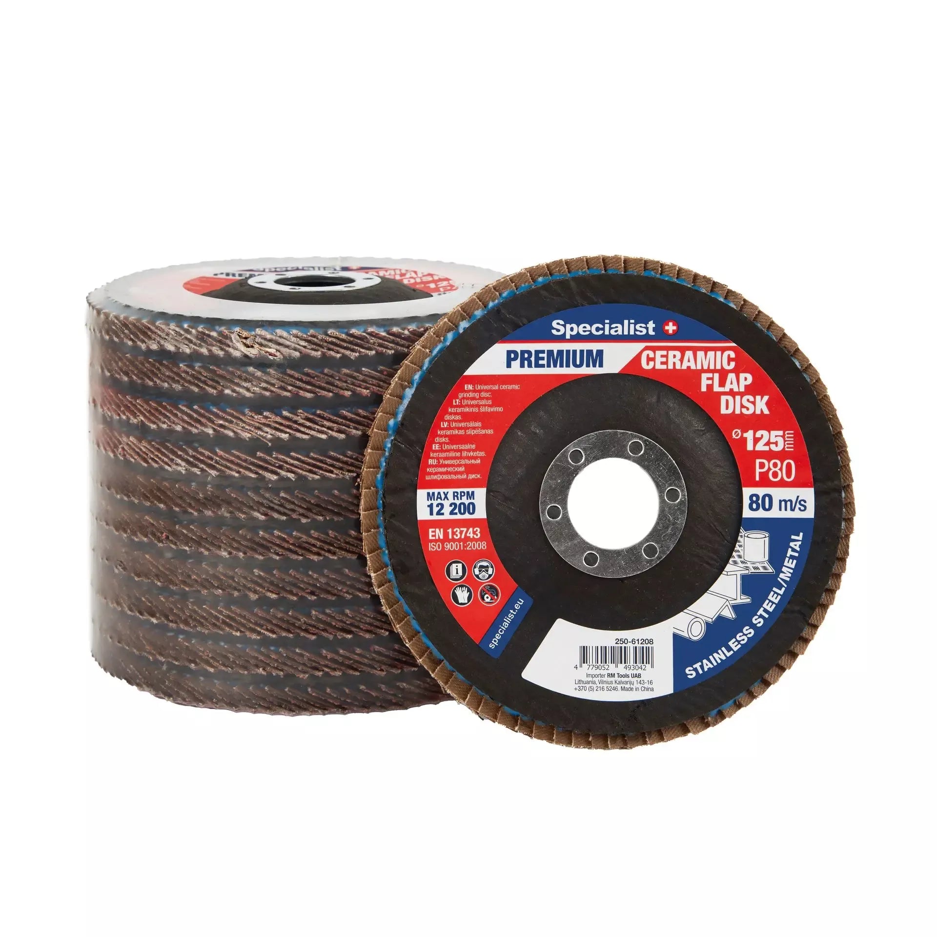 Lapelinis šlifavimo diskas 125 mm, P80, Ceramic PREMIUM, SPECIALIST+