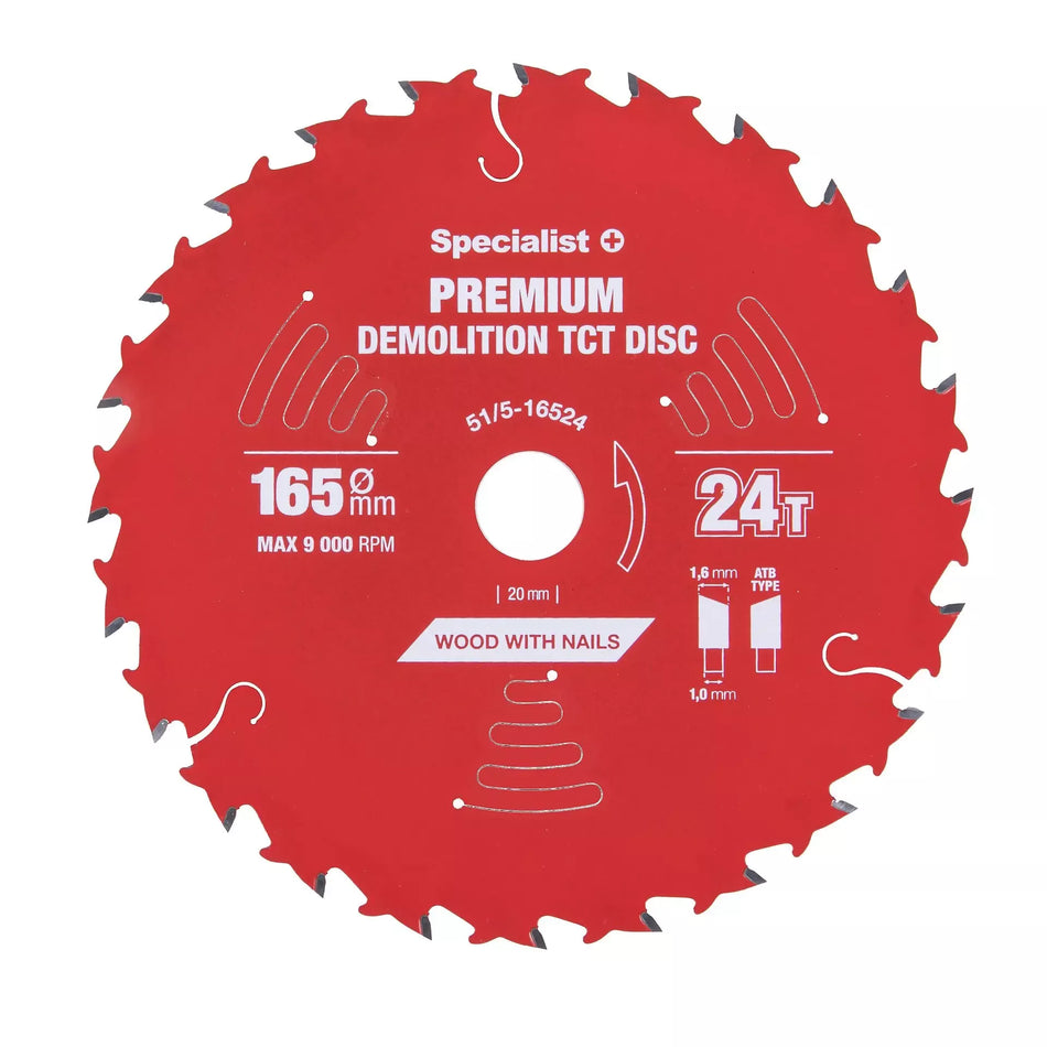 Pjovimo diskas 165x24Tx20mm, Demolition PREMIUM, SPECIALIST+