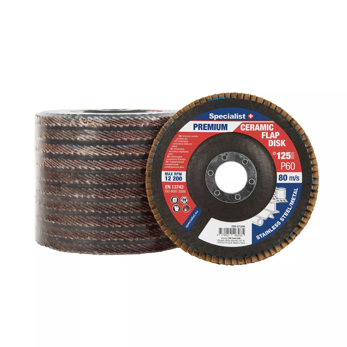 Lapelinis šlifavimo diskas 125 mm, P60, Ceramic PREMIUM, SPECIALIST+