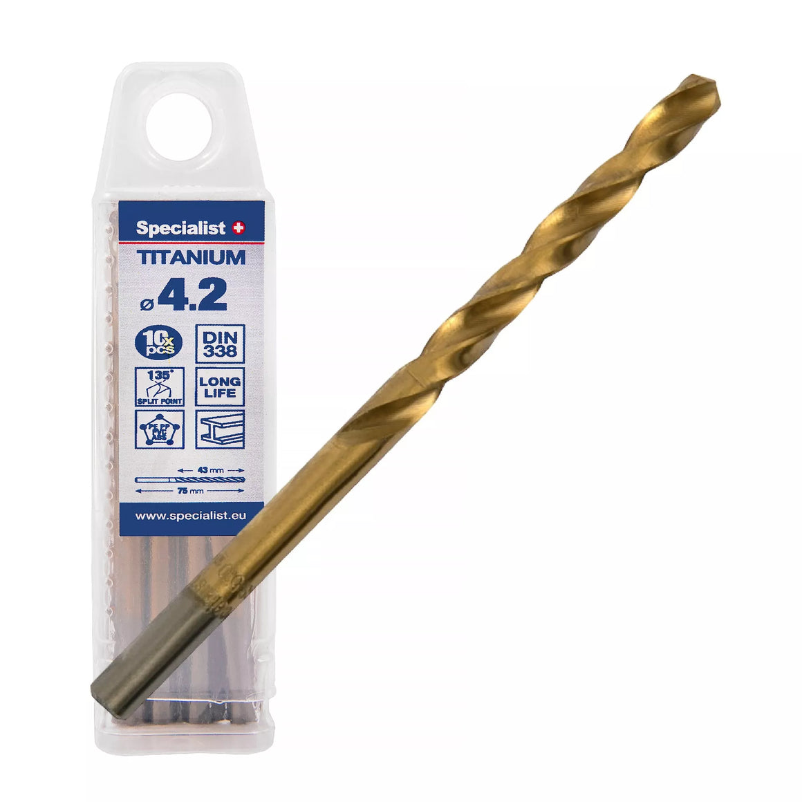 SPECIALIST+ metalo grąžtas TITAN, 4.2 mm, 10 vnt.