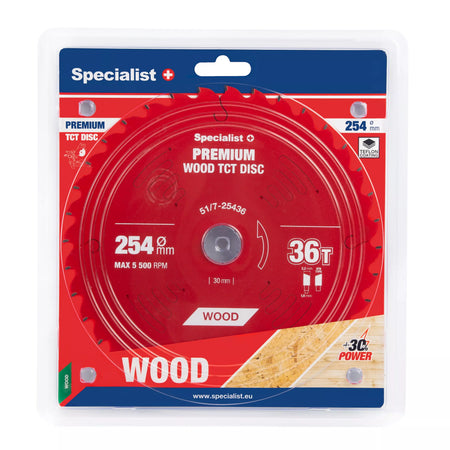 Pjovimo diskas 254x36Tx30mm, Wood PREMIUM, SPECIALIST+