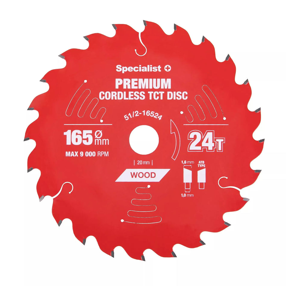 Pjovimo diskas 165x24Tx20mm, Cordless PREMIUM, SPECIALIST+