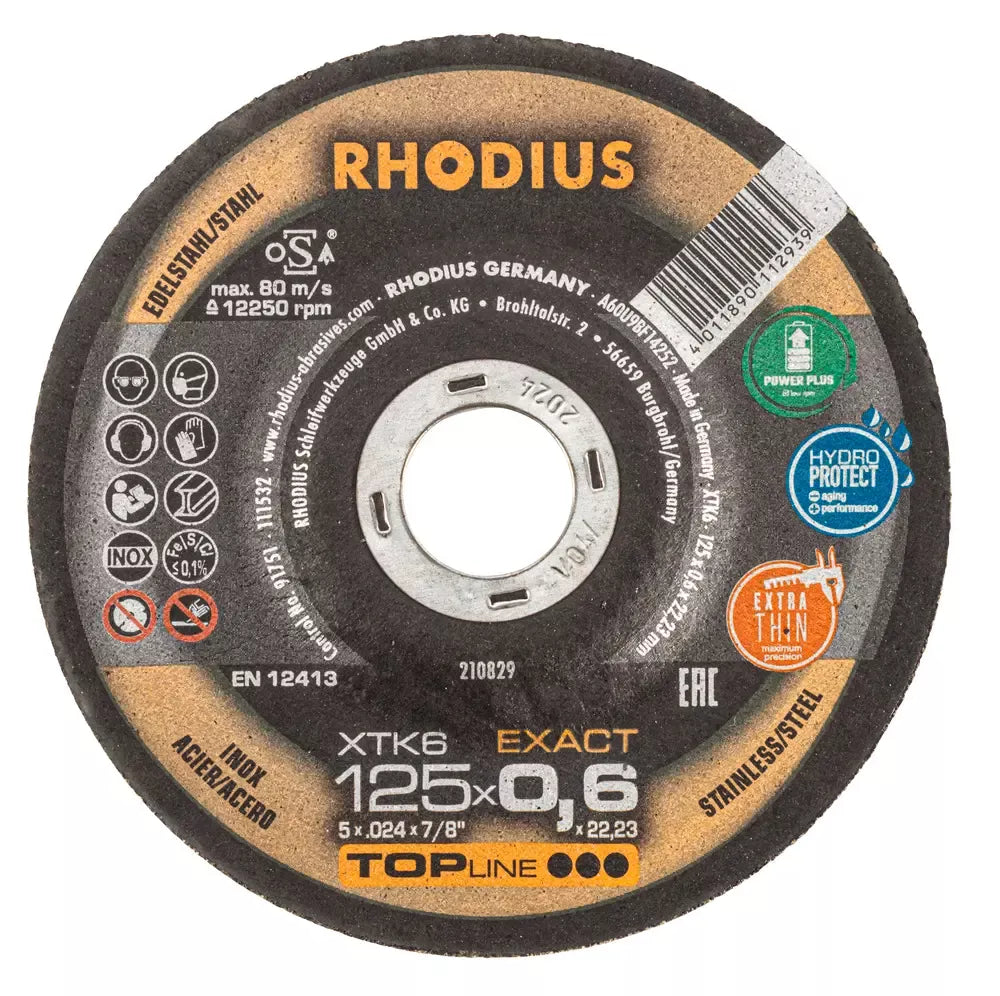 Pjovimo diskas XTK6, 125x0,6x22,23 mm, RHODIUS