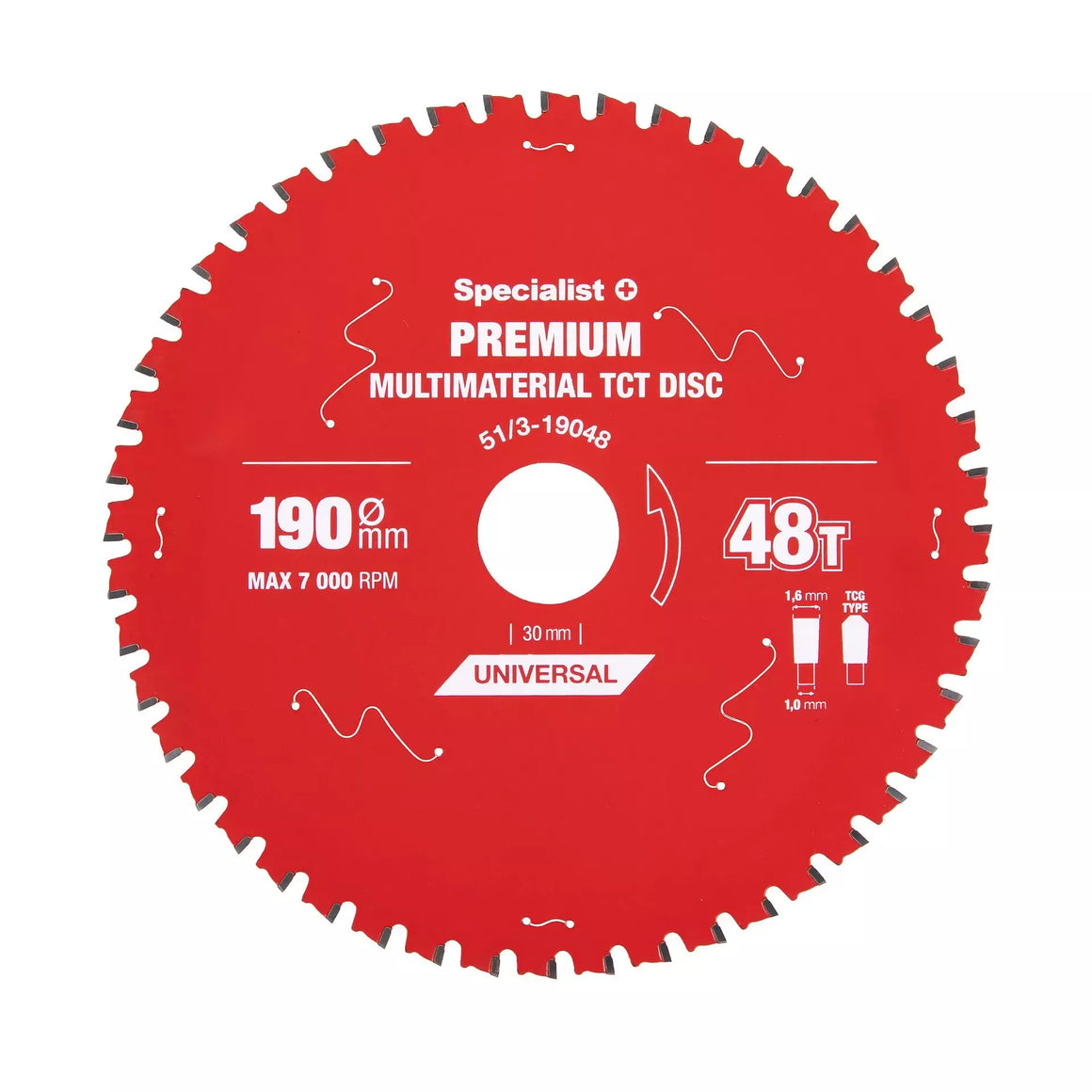 Pjovimo diskas 190x48Tx30mm, Multimaterial PREMIUM, SPECIALIST+