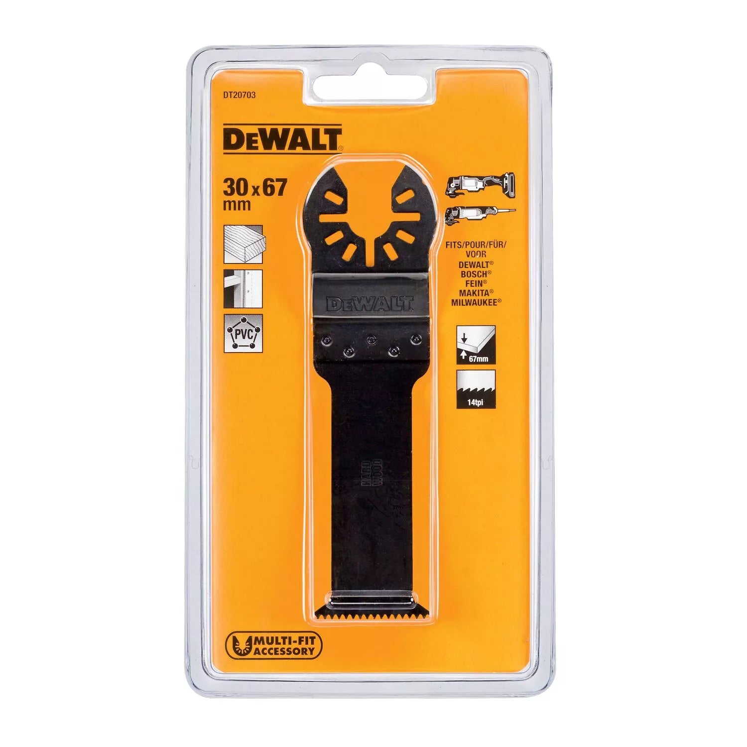 Daugiafunkcinio įrankio geležtė 30 mm x 67 mm, DeWALT