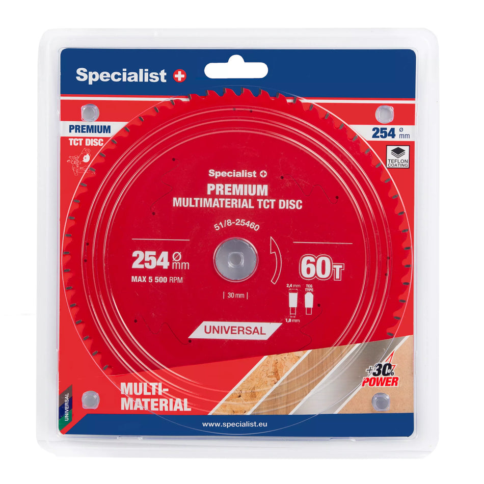 Pjovimo diskas 254x60Tx30mm, Multimaterial PREMIUM, SPECIALIST+