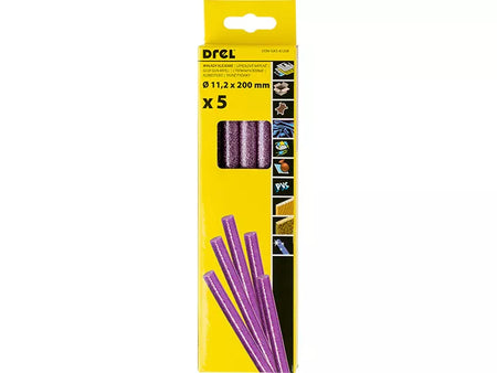 Karštų klijų lazdelės 11,2 mm x 200 mm, su blizgučiais violetinės, 5 vnt.