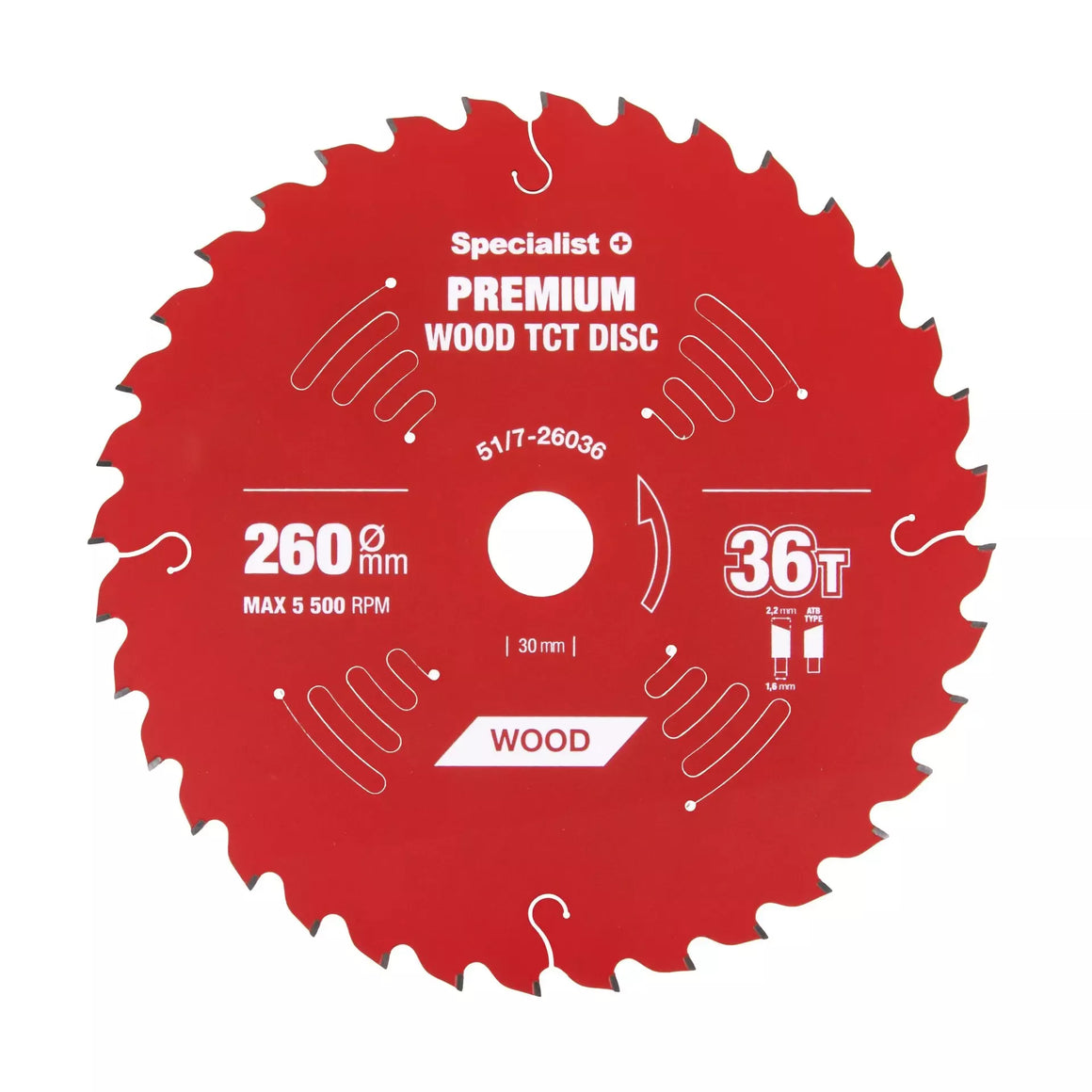 Pjovimo diskas 260x36Tx30mm, Wood PREMIUM, SPECIALIST+