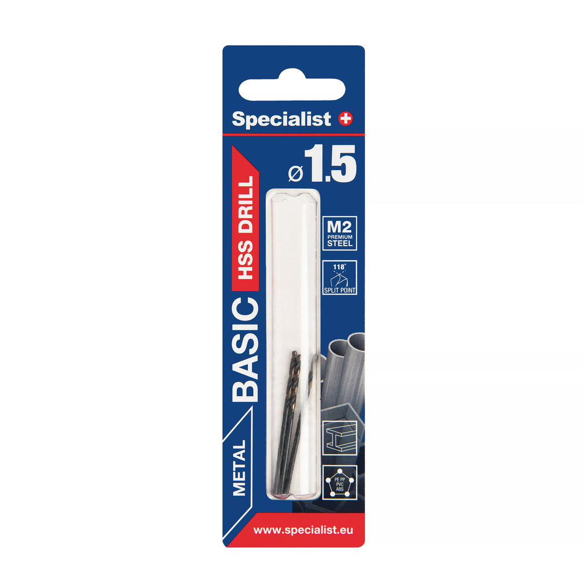 SPECIALIST+ metalo grąžtas BASIC, 1.5mm, 3vnt.