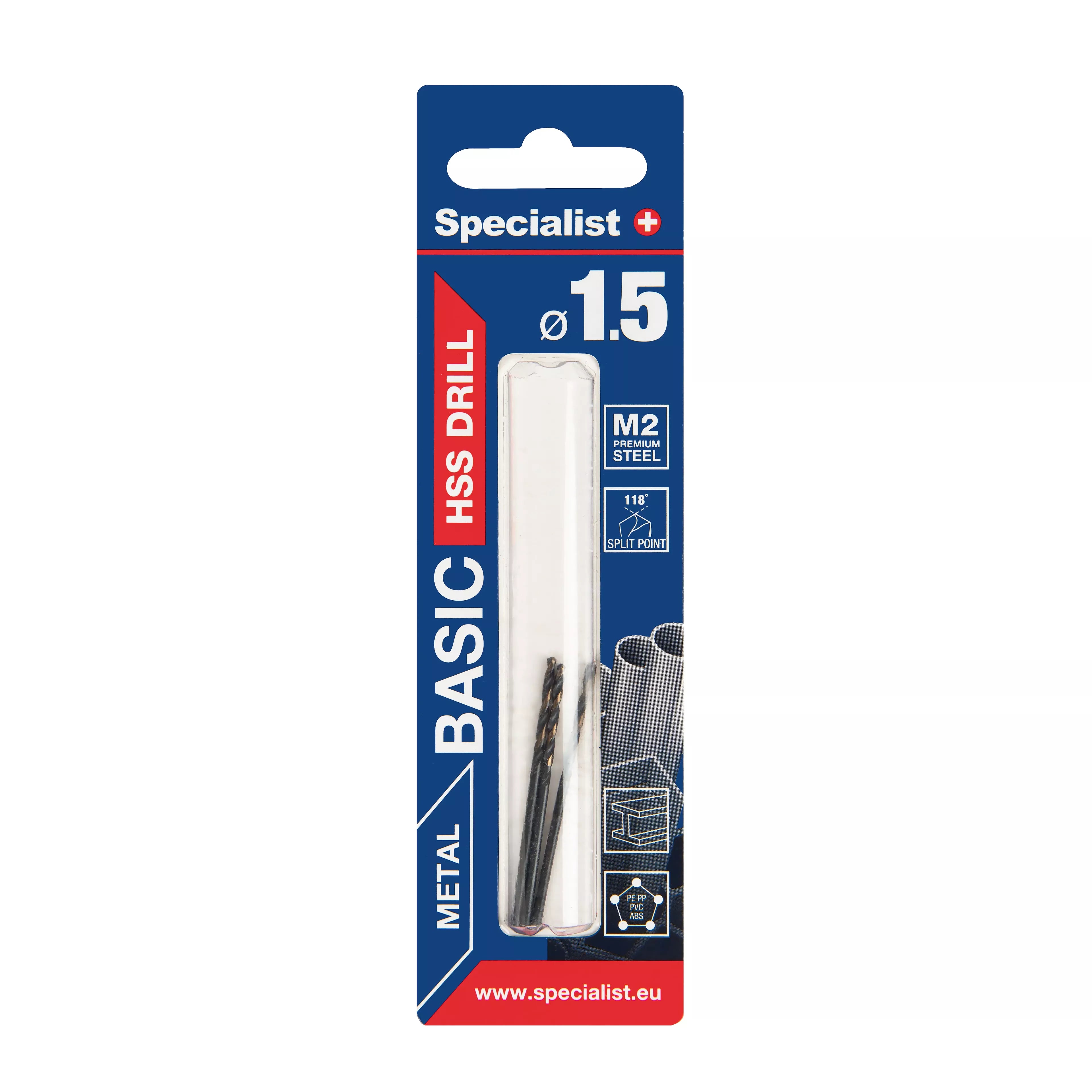 SPECIALIST+ metalo grąžtas BASIC, 1.5mm, 3vnt.