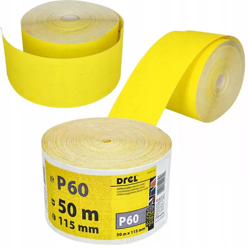 Šlifavimo popierius P120, 50 m ritinys, DREL