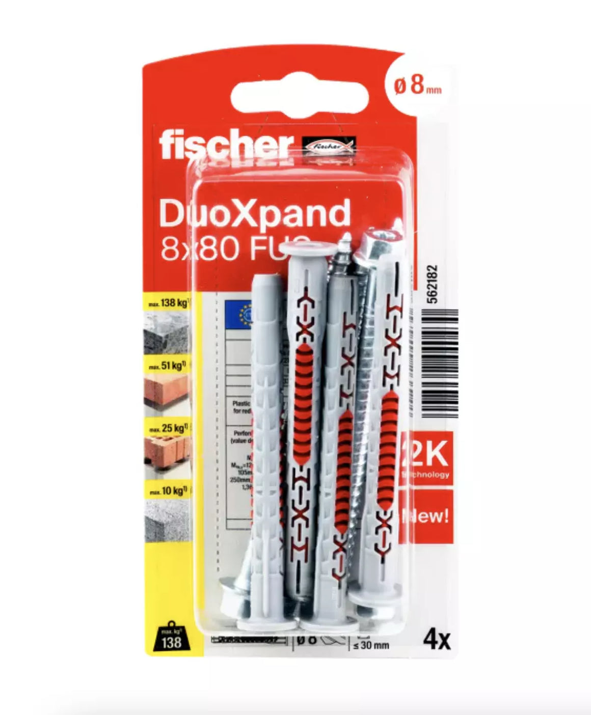 DuoXpand kaištis su varžtu 8x80 FUS, 4 vnt.