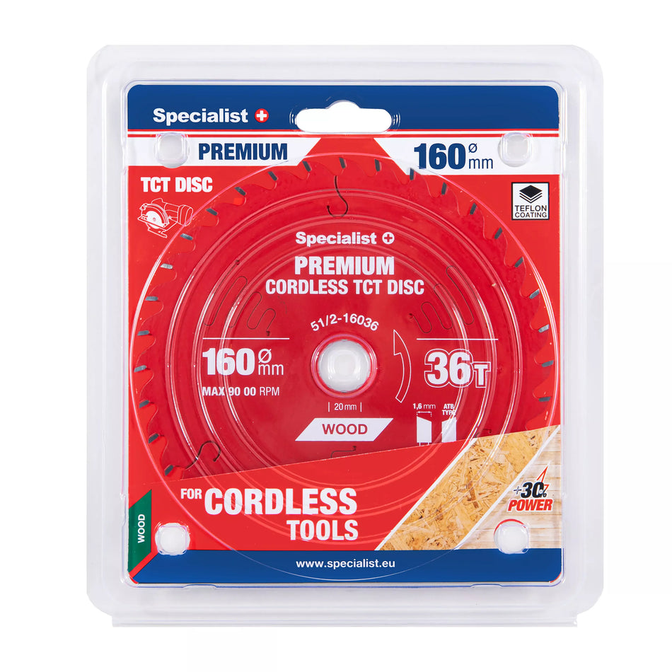 Pjovimo diskas 160x36Tx20mm, Cordless PREMIUM, SPECIALIST+