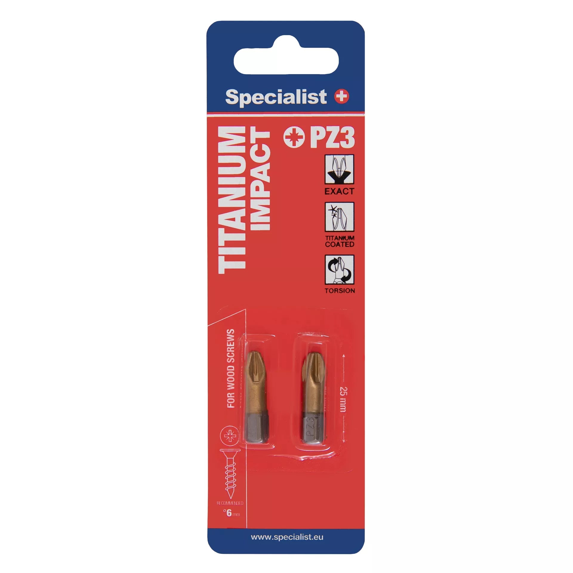 SPECIALIST+ antgalis TITANIUM PZ3, 25 mm, 2 vnt.