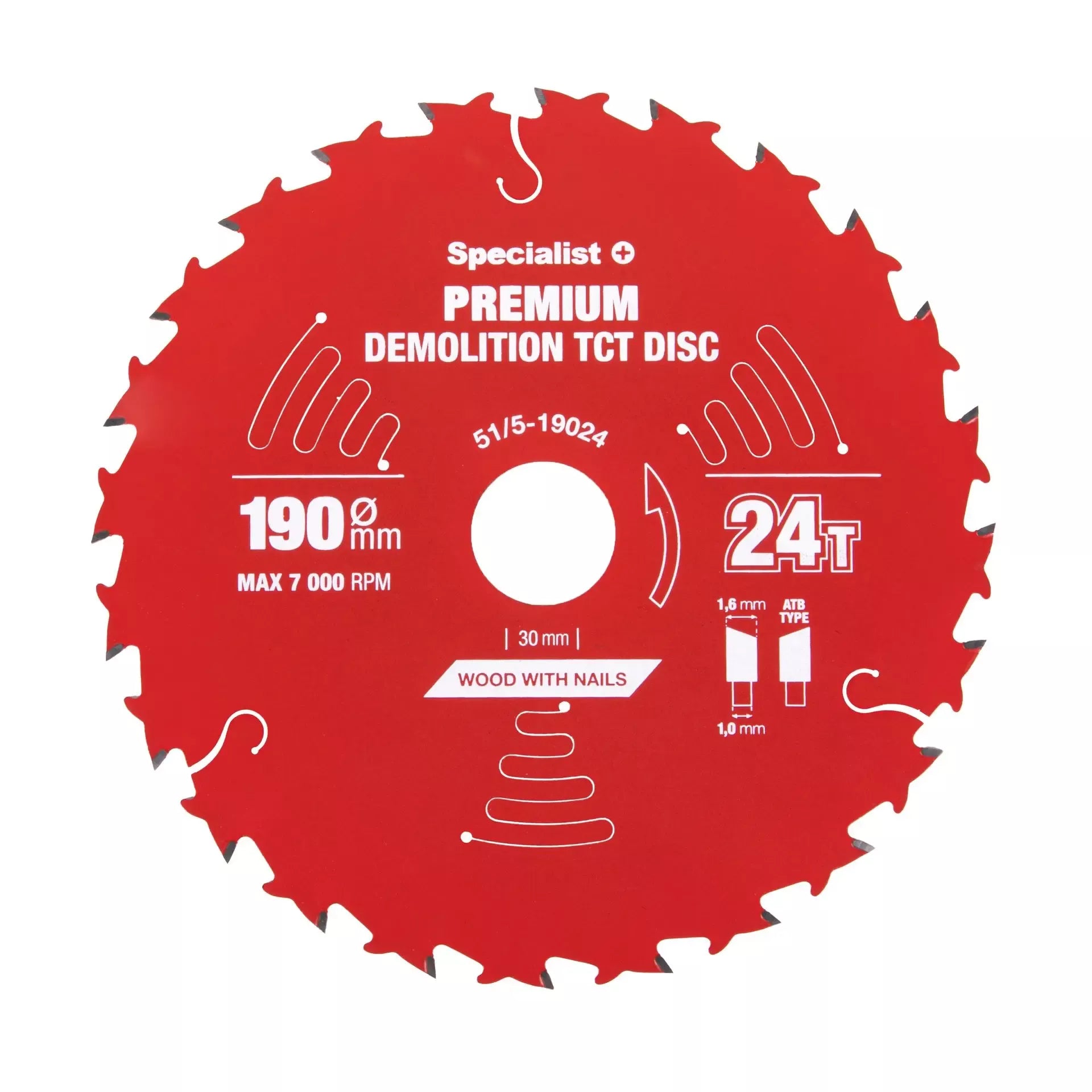 Pjovimo diskas 190x24Tx30mm, Demolition PREMIUM, SPECIALIST+