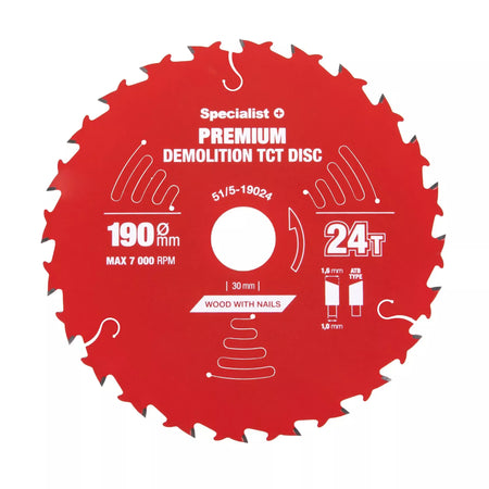 Pjovimo diskas 190x24Tx30mm, Demolition PREMIUM, SPECIALIST+
