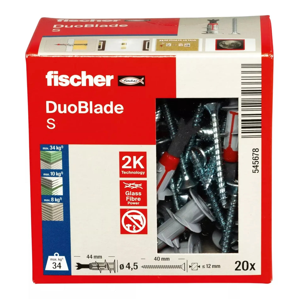 Kaiščiai gipso kart. DUOBLADE su medvaržčiais, FISCHER, 20 vnt.