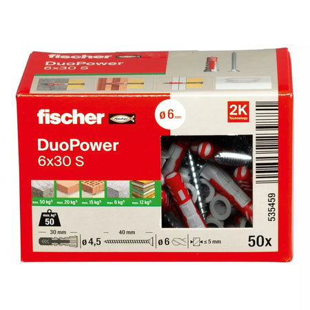 Universalus dvikomponentis kaištis DuoPower 12x60 S su varžtu, 10 vnt., FISCHER