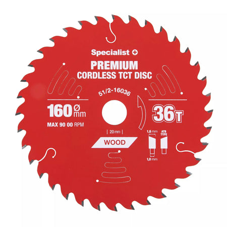 Pjovimo diskas 160x36Tx20mm, Cordless PREMIUM, SPECIALIST+