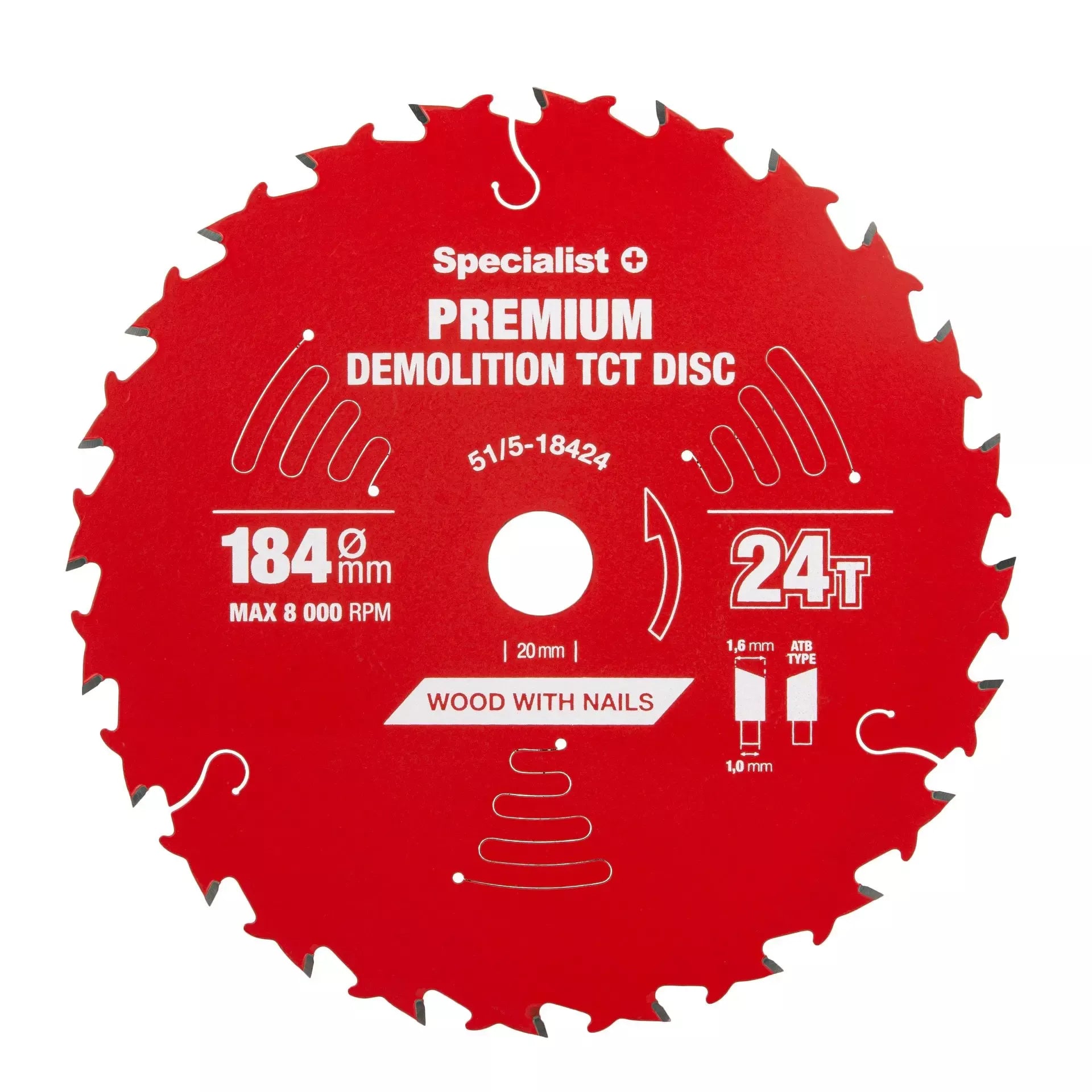 Pjovimo diskas 184x24Tx20/16mm, Demolition PREMIUM, SPECIALIST+