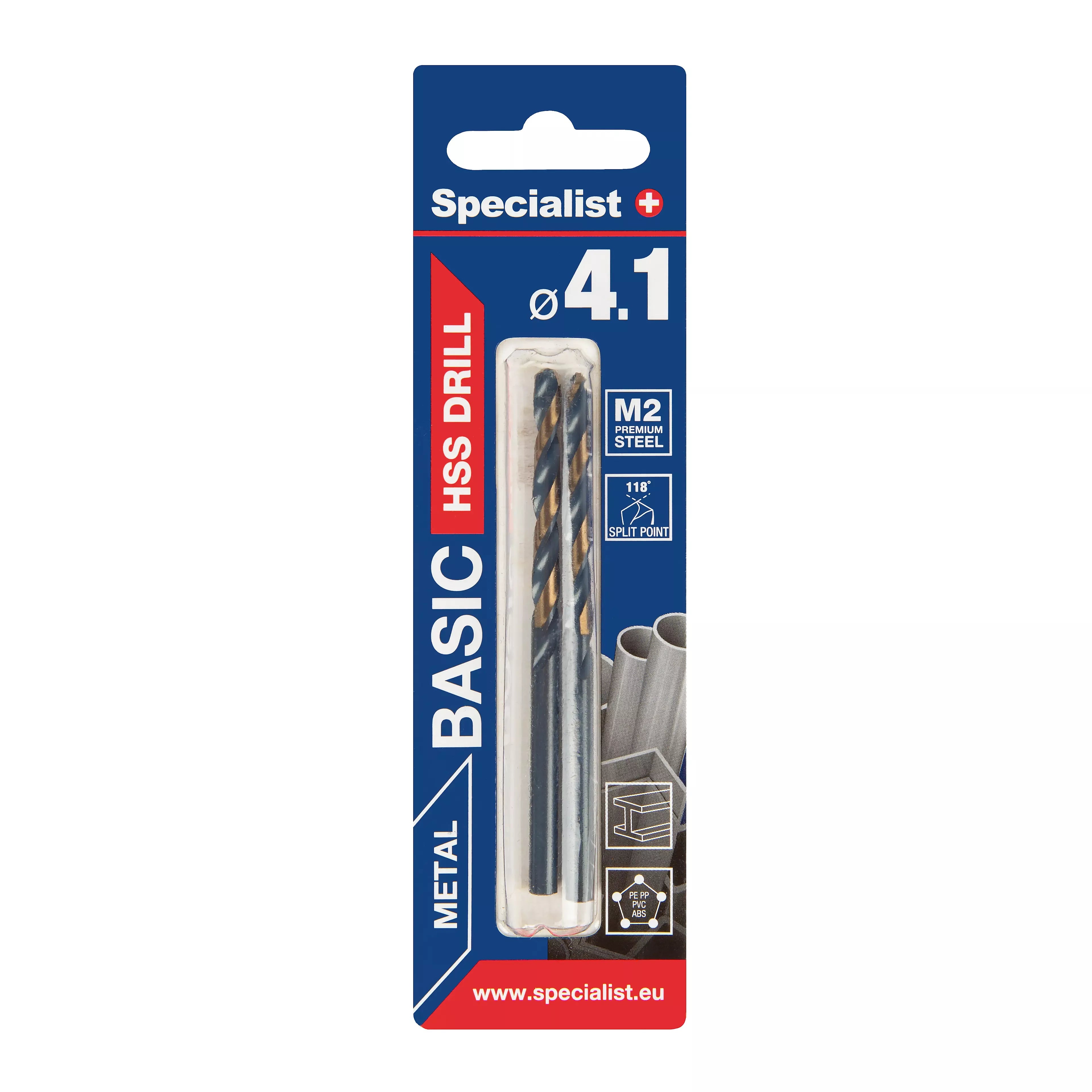 SPECIALIST+ metalo grąžtas BASIC, 4.1mm, 2 vnt.