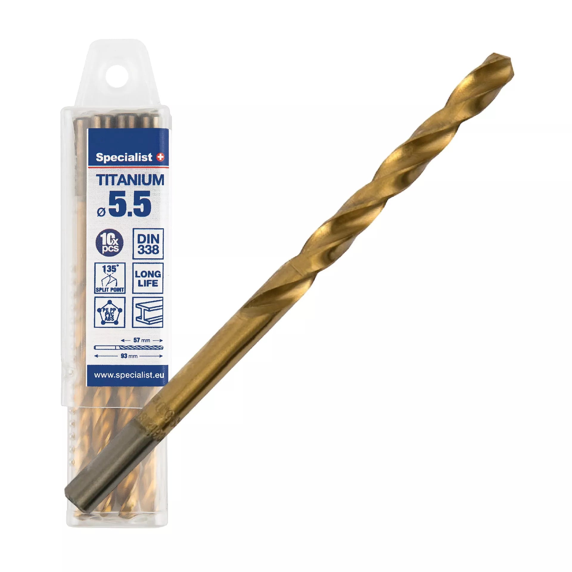 SPECIALIST+ metalo grąžtas TITAN, 5.5 mm, 10 vnt.