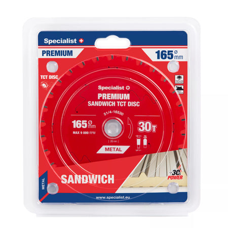 Pjovimo diskas 165x30Tx20mm, Sandwich PREMIUM, SPECIALIST+