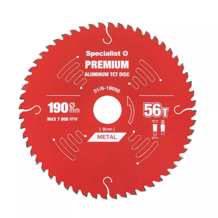 Pjovimo diskas 190x56Tx30mm, Aluminium PREMIUM, SPECIALIST+