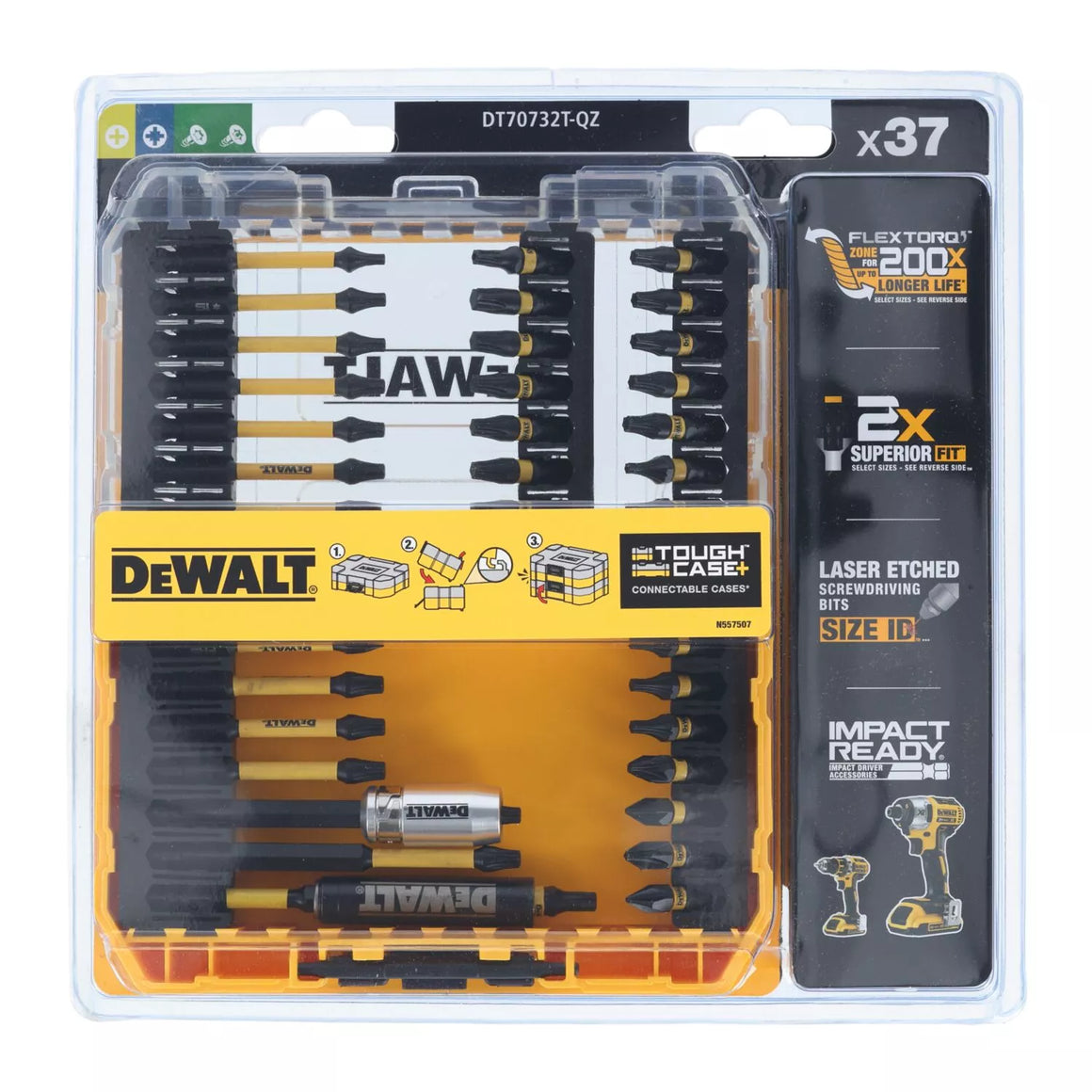 Smūginių antgalių rinkinys Flextorq, DeWALT, 37 vnt.