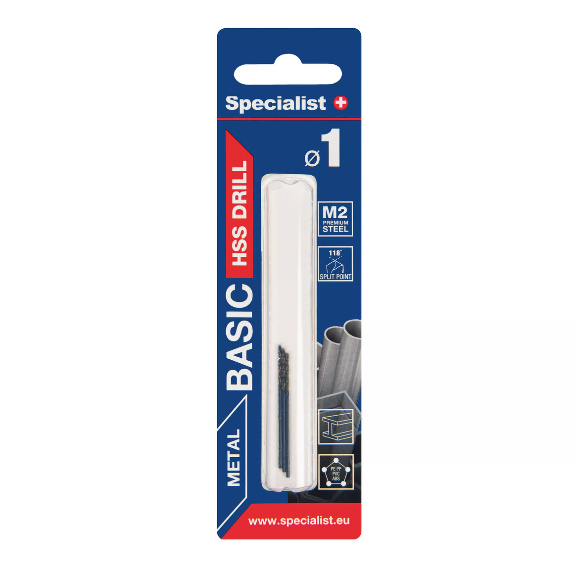 SPECIALIST+ metalo grąžtas BASIC, 1 mm, 3 vnt.