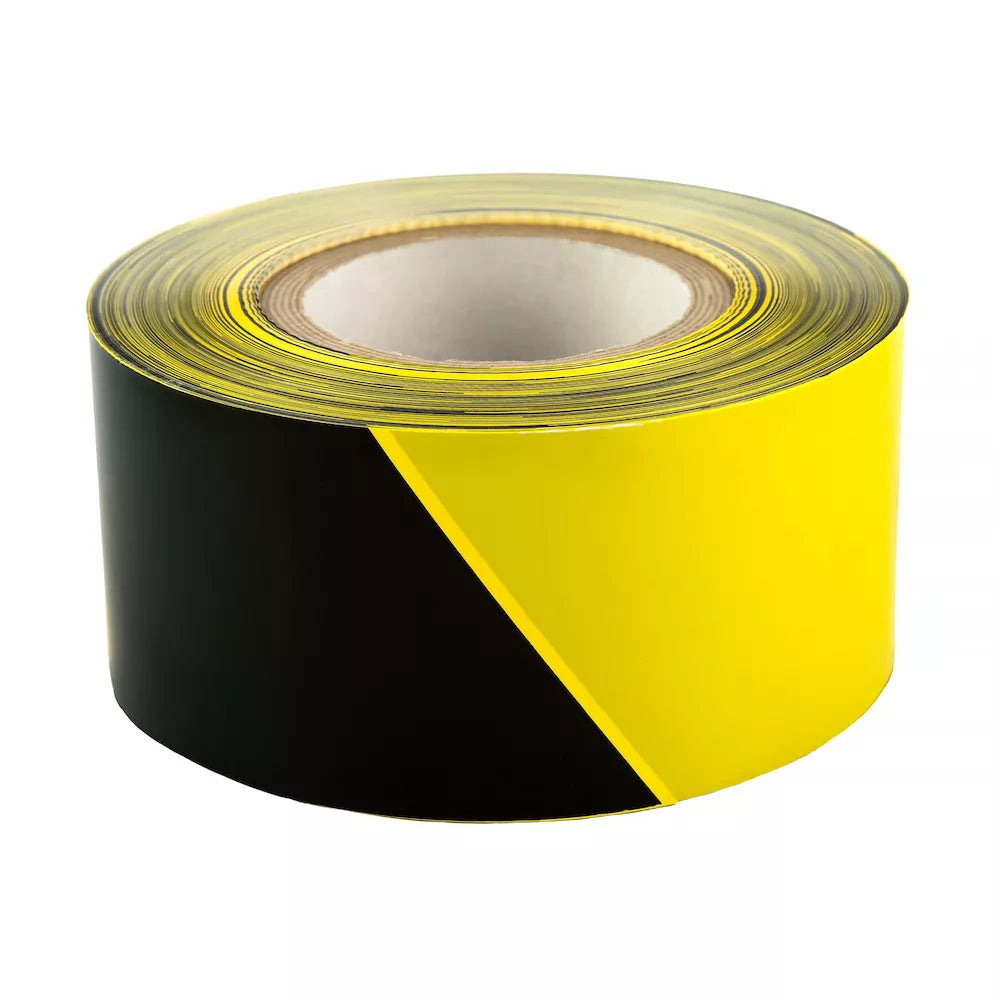 SPECIALIST+ įspėjamoji juoda/geltona juosta, 75 mm x 250 m
