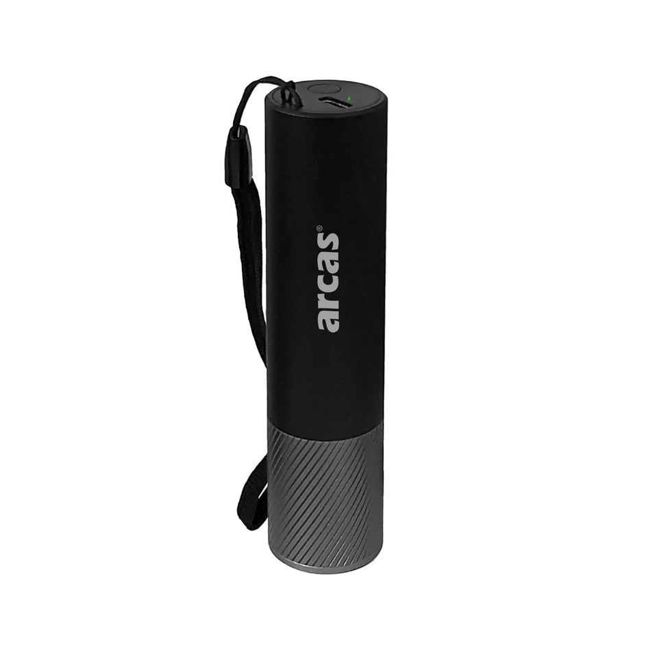 Rankinis žibintuvėlis 300lm, 3W, įkraunamas USB-C, juodas, ARCAS