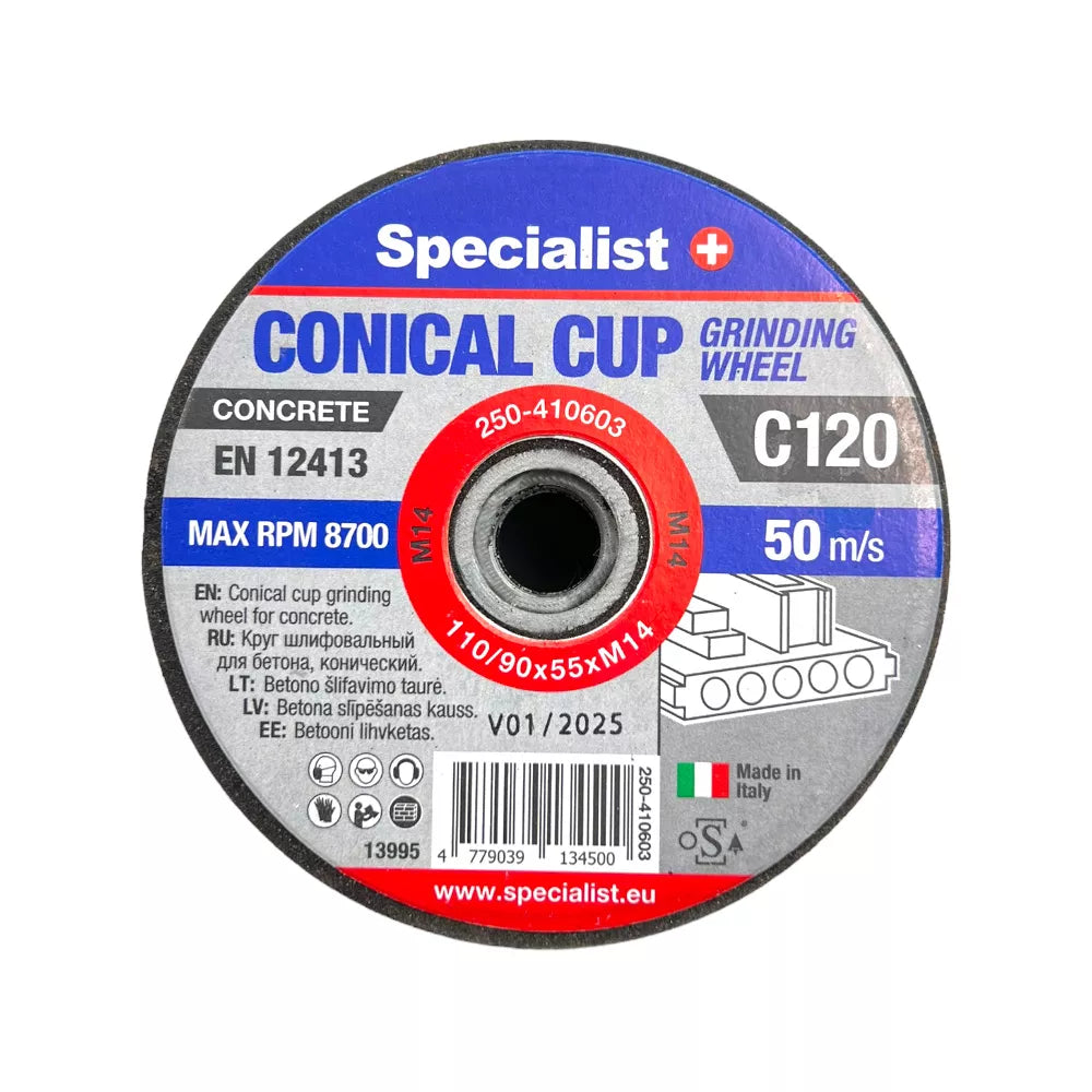 SPECIALIST+ betono šlif. taurė C120, 110/90x55xM14 mm