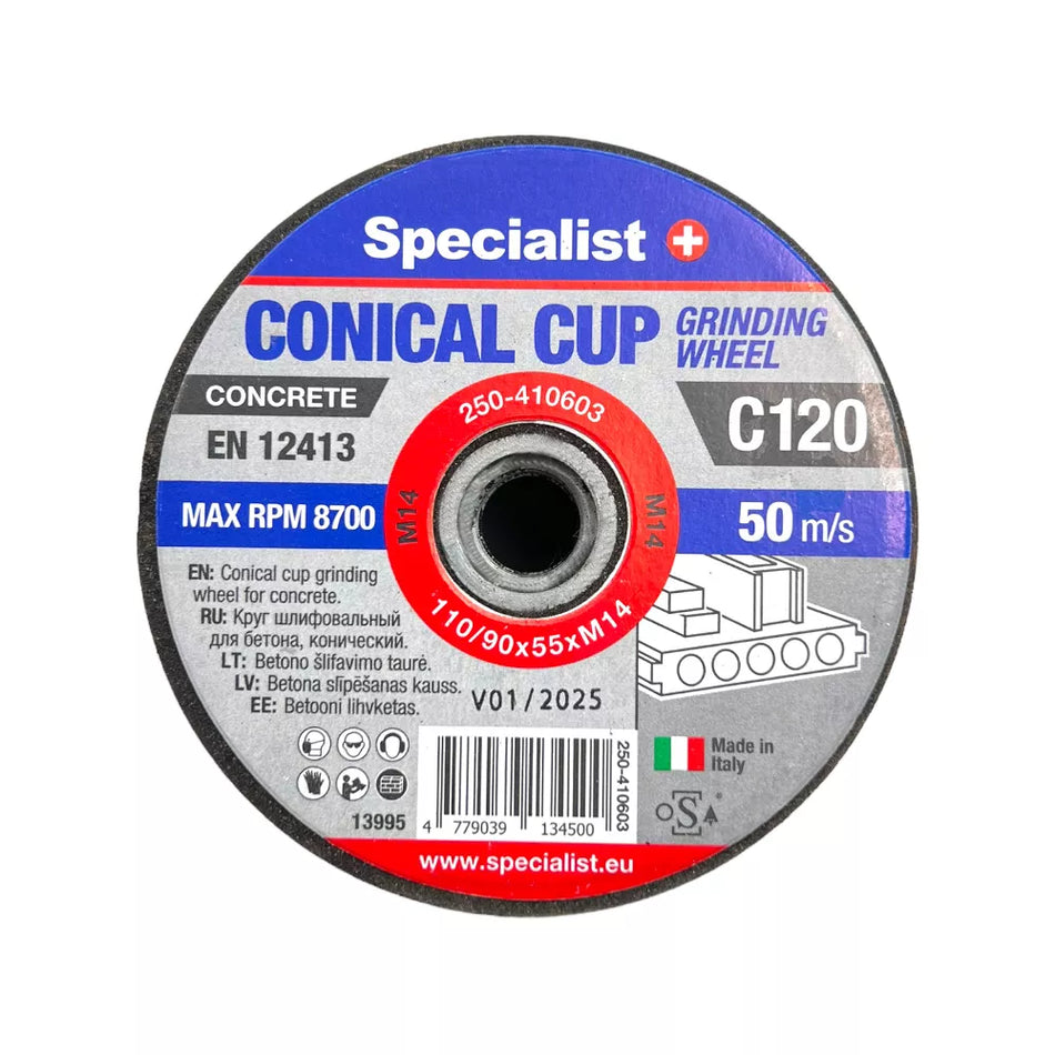 SPECIALIST+ betono šlif. taurė C120, 110/90x55xM14 mm