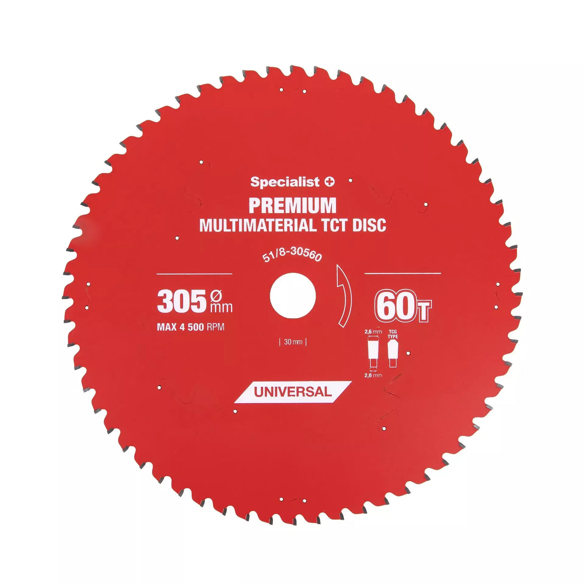 Pjovimo diskas 305x60Tx30mm, Multimaterial PREMIUM, SPECIALIST+