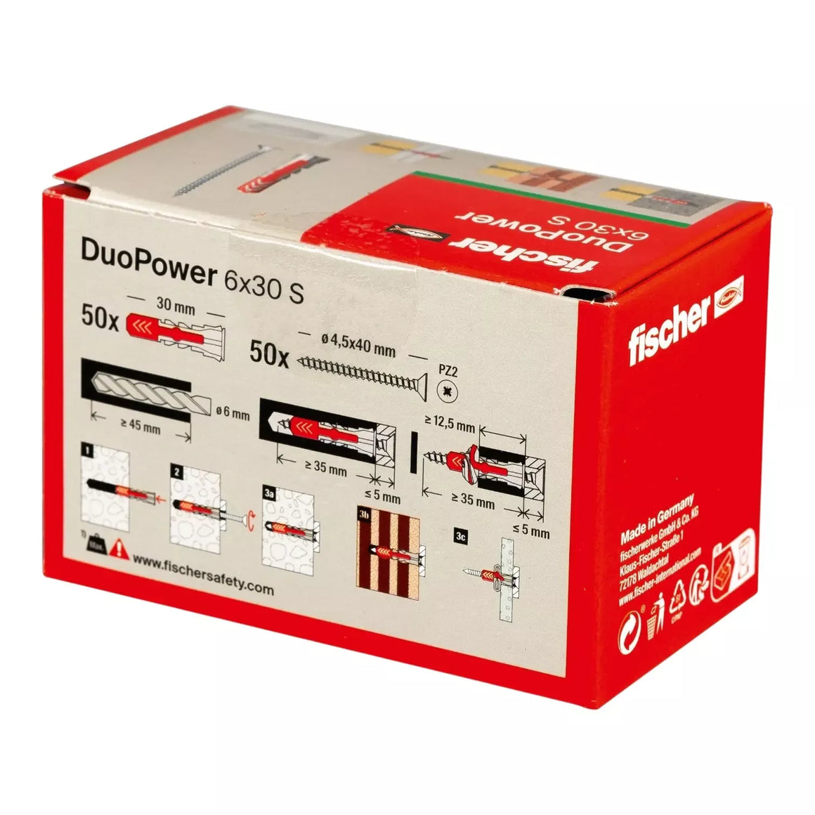 Universalus dvikomponentis kaištis DuoPower 12x60 S su varžtu, 10 vnt., FISCHER