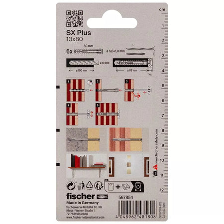 FISCHER kaiščiai SX Plus, 10x80 mm, 6 vnt.