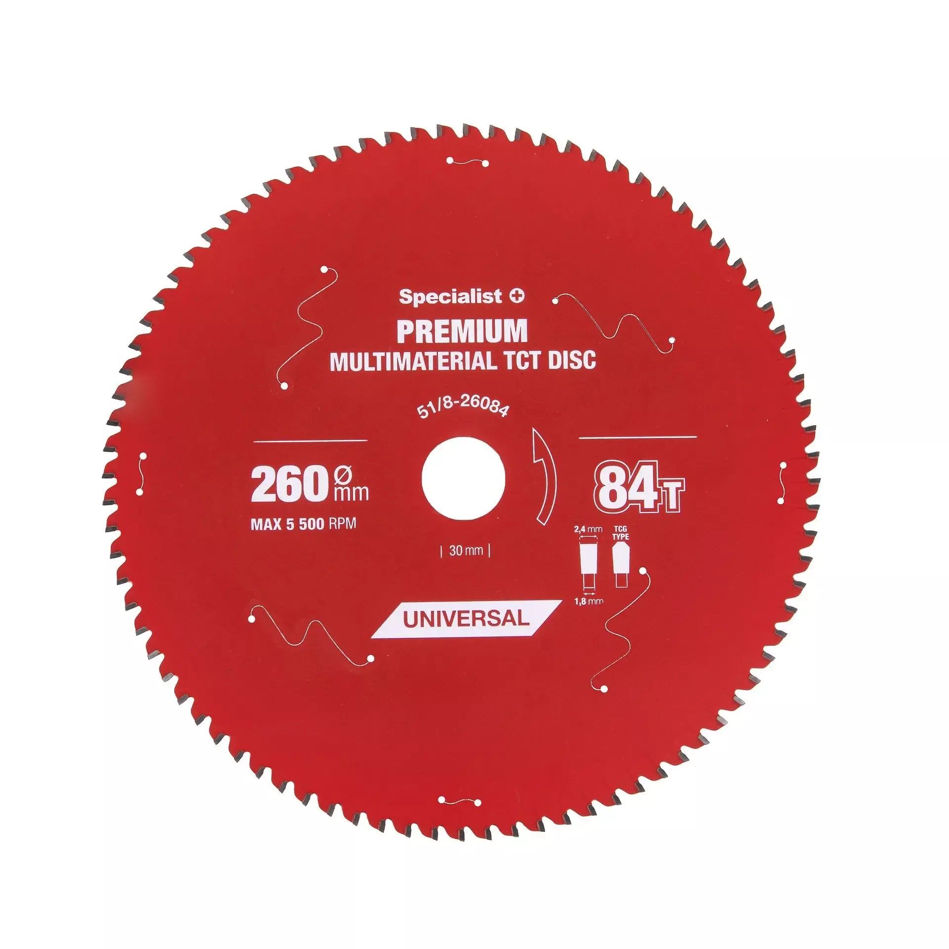 Pjovimo diskas 260x84Tx30mm, Multimaterial PREMIUM, SPECIALIST+