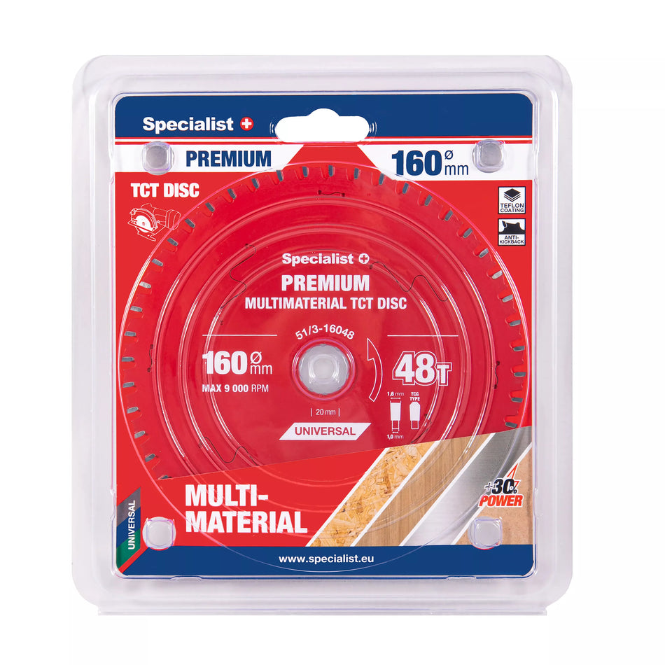 Pjovimo diskas 160x48Tx20mm, Multimaterial PREMIUM, SPECIALIST+