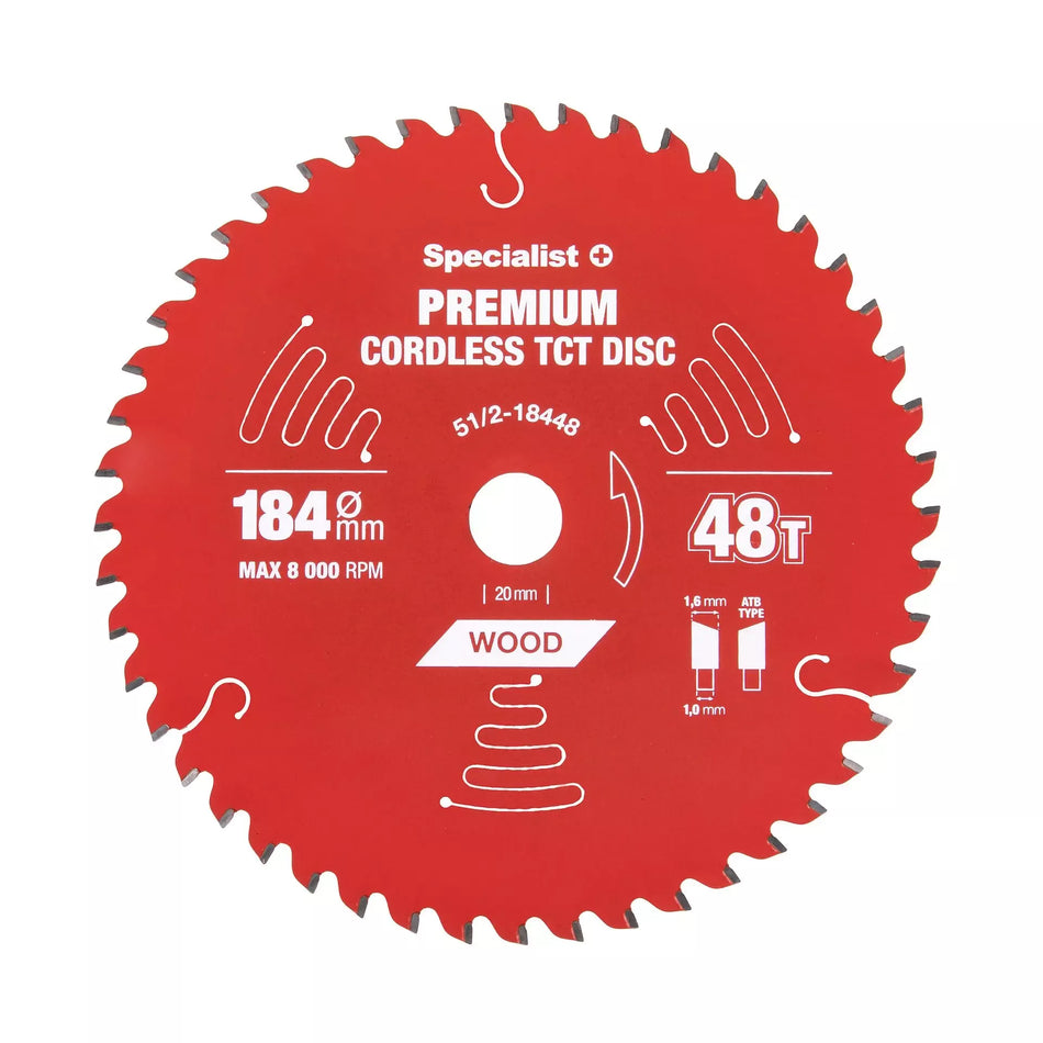 Pjovimo diskas 184x48Tx20/16mm, Cordless PREMIUM, SPECIALIST+