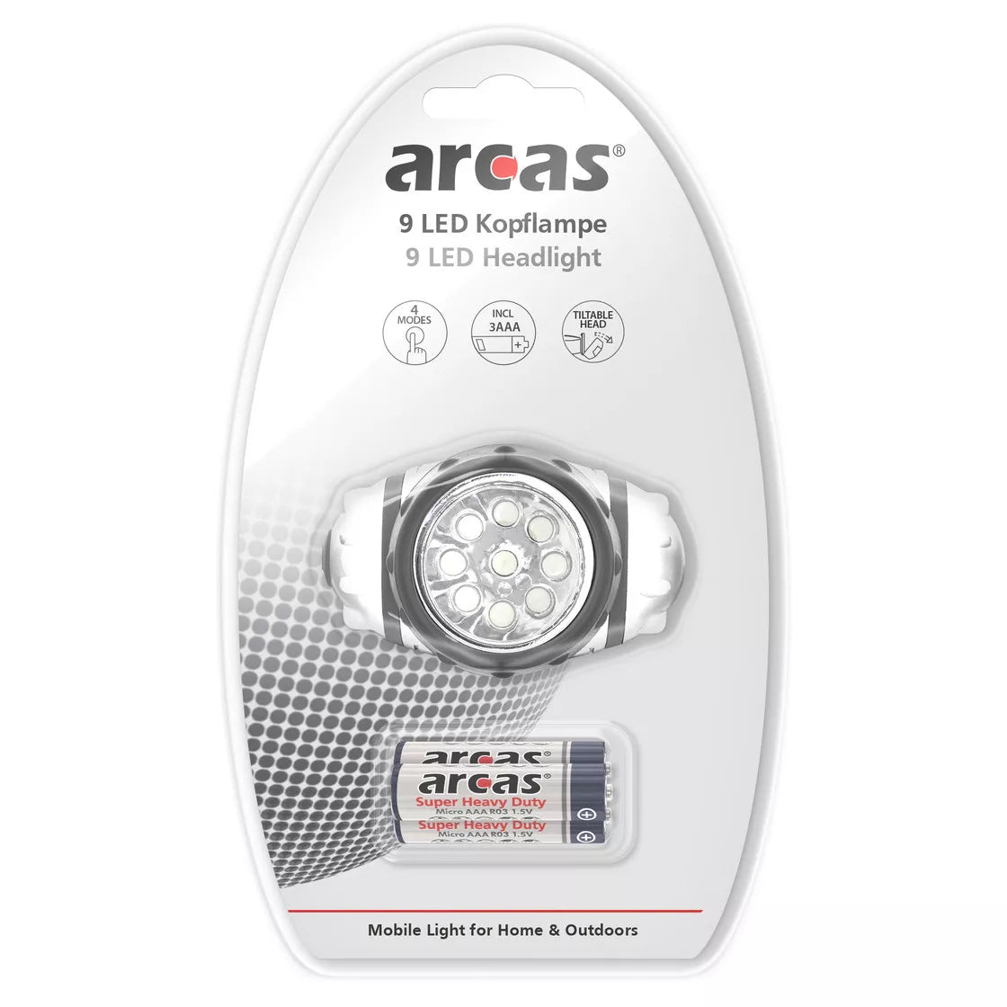 Galvos žibintuvėlis 9 LED, ARCAS