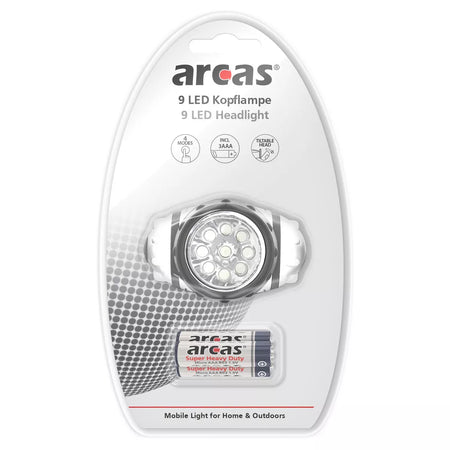 Galvos žibintuvėlis 9 LED, ARCAS