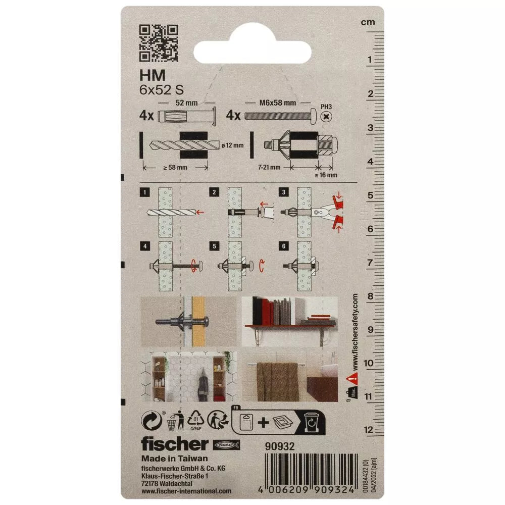 Ankeris Fischer, GKP 6x52, 4 vnt.