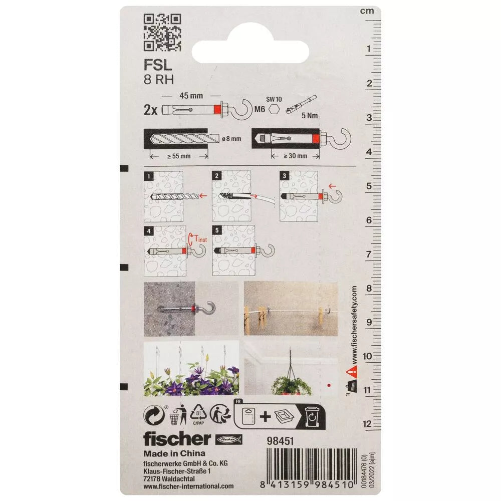Fischer ankeris su C formos kabliu FSL 8 RH  2vnt.
