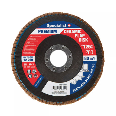 Lapelinis šlifavimo diskas 125 mm, P80, Ceramic PREMIUM, SPECIALIST+