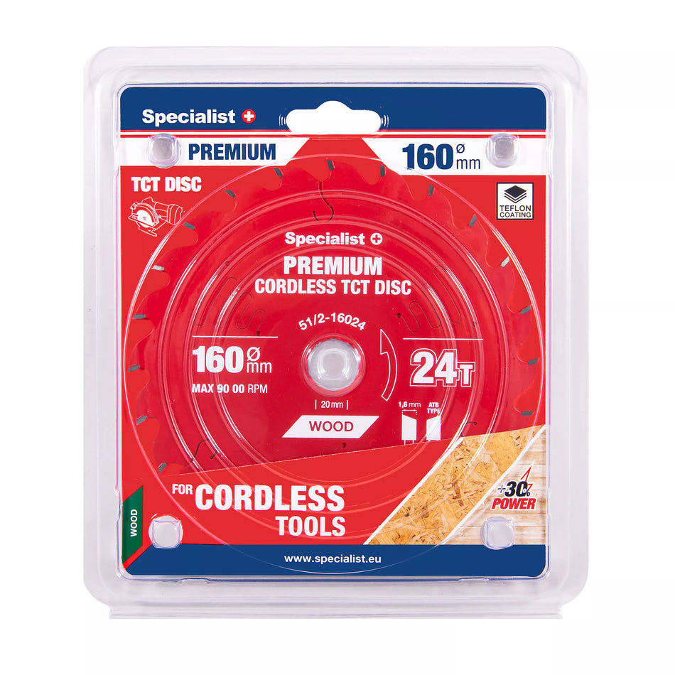 Pjovimo diskas 160x24Tx20mm, Cordless PREMIUM, SPECIALIST+