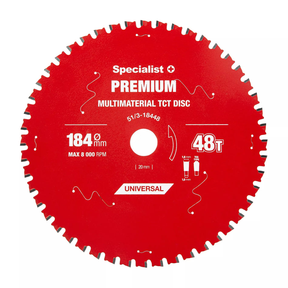 Pjovimo diskas 184x48Tx20/16mm, Multimaterial PREMIUM, SPECIALIST+