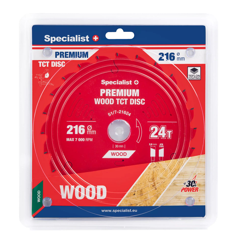 Pjovimo diskas 216x24Tx30mm, Wood PREMIUM, SPECIALIST+